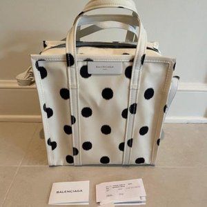 Balenciaga Polka Dot Leather-Trimmed Satchel (New)